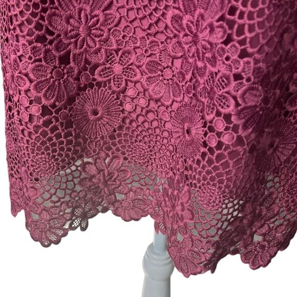 WAYF Randy burgundy crochet lace mini dress high neck cocktail party boho - Picture 10 of 13